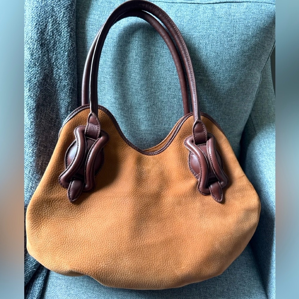 Sondra Roberts Brown Pebbled Leather Shoulder Bag – Excellent Condition